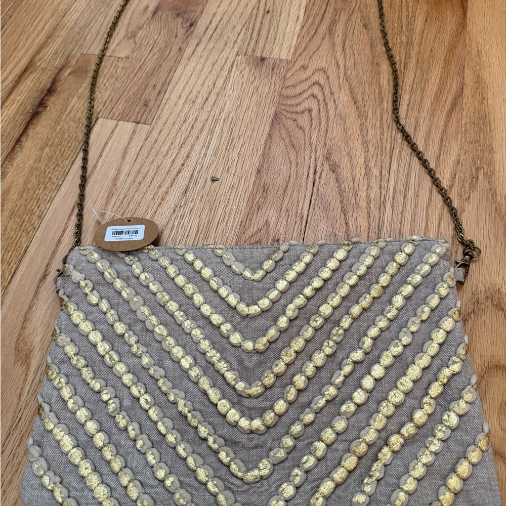 Gold and Tan Women's Bag